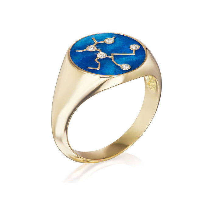 Sagittarius Diamond Zodiac Signet Ring