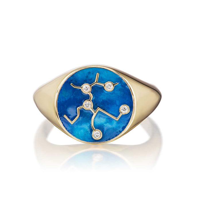 Sagittarius Diamond Zodiac Signet Ring