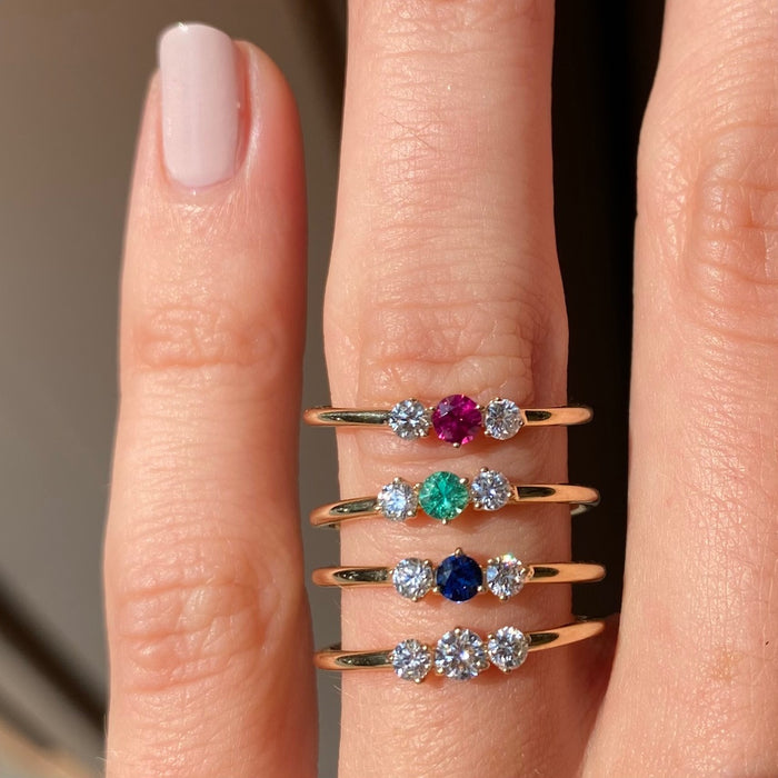 Diamond Birthstone Trio Ring