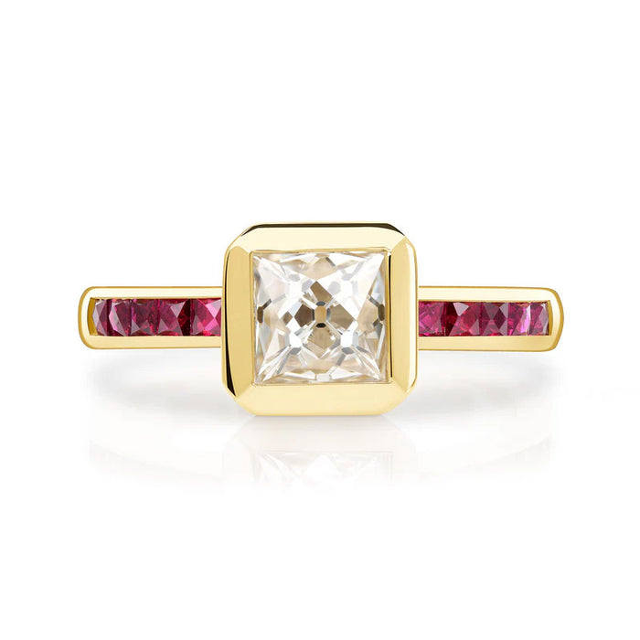 Karina 1.23ct French Cut Diamond & Ruby Engagement Ring