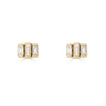 Diamond Baguette Trio Stud Earrings