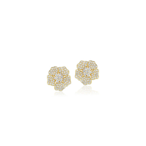 Personalized Greenwich 4 Birthstone & Diamond Earrings in 14k Gold
