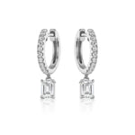 Emerald Cut Diamond Drop Huggie Earrings
