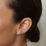 Mixed Cut Diamond Ear Climber Earrings