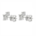 Emerald Cut Diamond Duo Stud Earrings