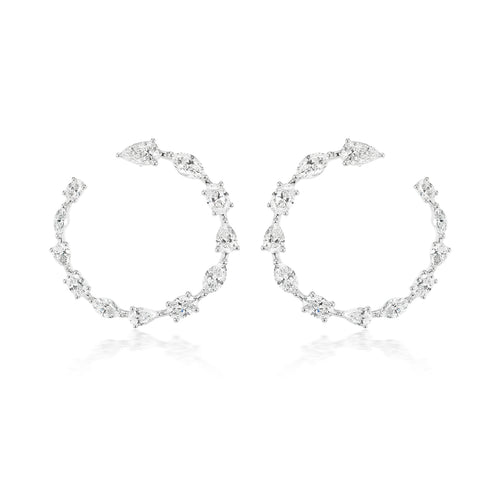 Mixed Cut Diamond Graduated Hoop Earrings