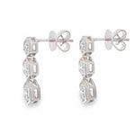 Graduated Diamond Hex Trio Drop Earrings