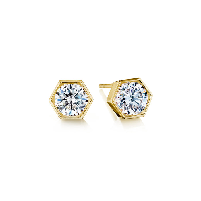 Diamond Hex Stud Earrings