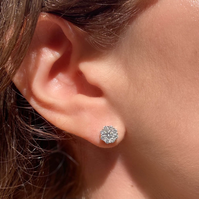 0.72tcw Diamond Cluster Stud Earrings