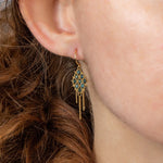 Small Blue Diamond Textile Tassel Earrings