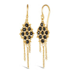 Small Black Diamond Textile Tassel Earrings