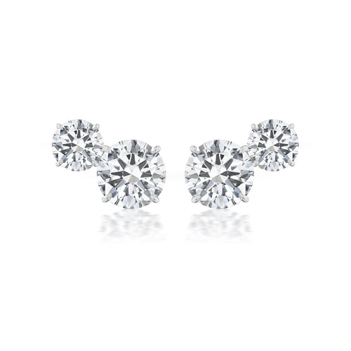 Round Diamond Duo Stud Earrings