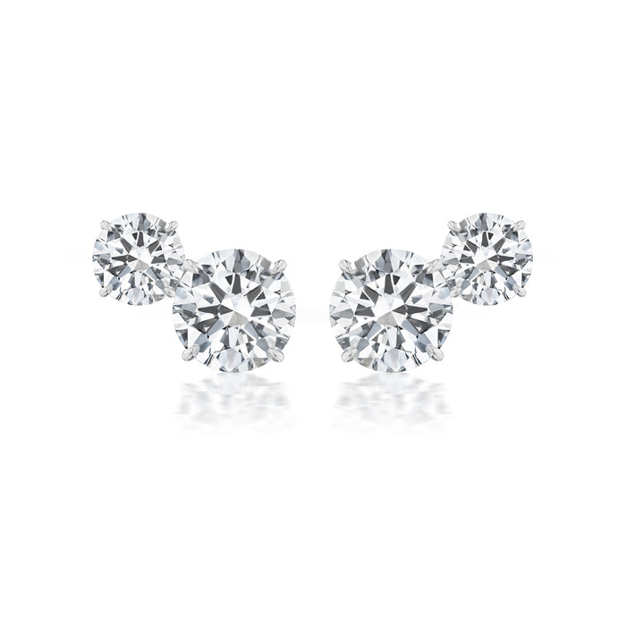 Round Diamond Duo Stud Earrings