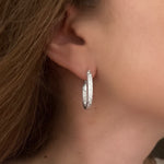 Diamond Oval Hoop Earrings