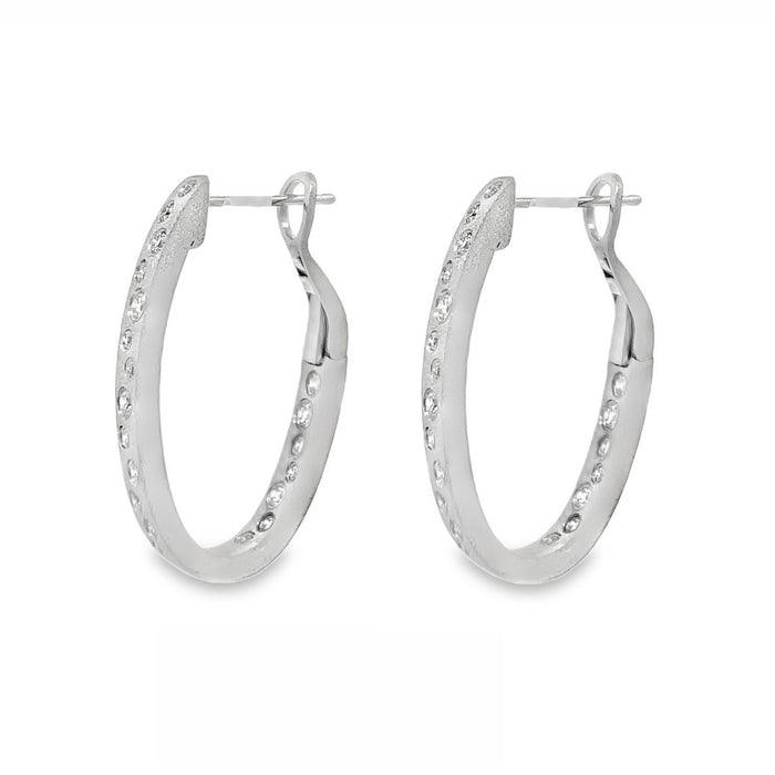 Diamond Oval Hoop Earrings