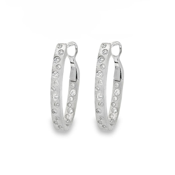 Diamond Oval Hoop Earrings