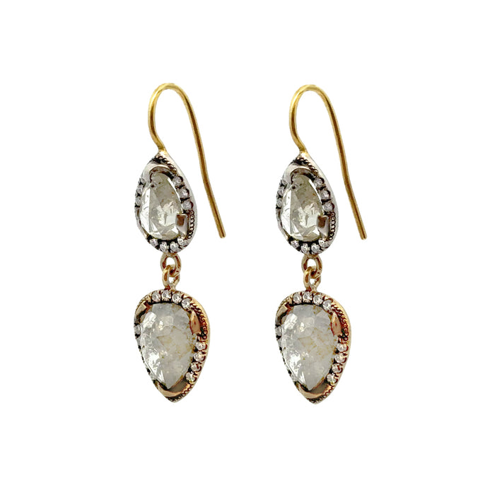 Rough Diamond Double Drop Earrings