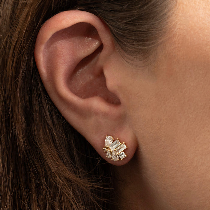 Diamond Trellis Bud Stud Earrings