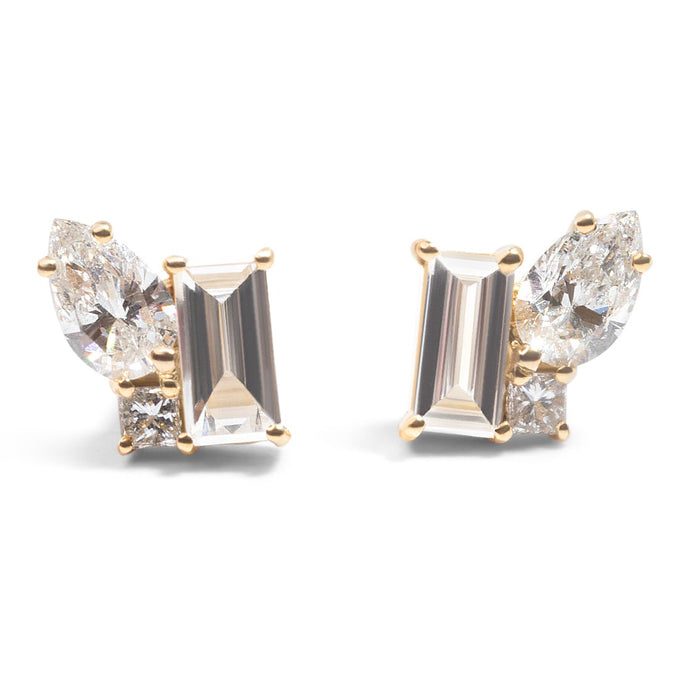 Trellis Cluster Diamond Stud Earrings