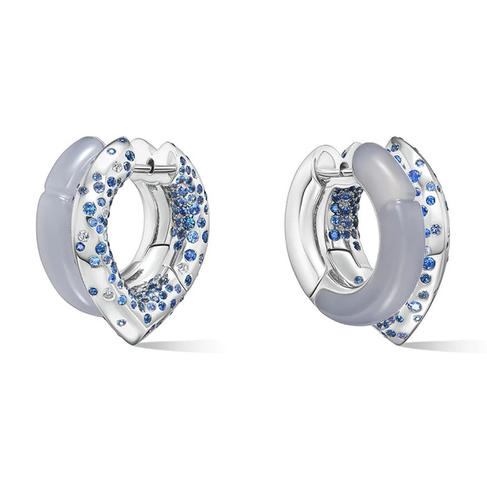 Sapphire & Blue Chalcedony Oera Double Hoop Earrings