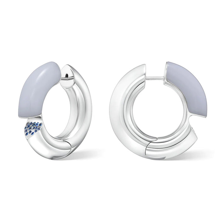 Sapphire & Blue Chalcedony Oera Hoop Earrings