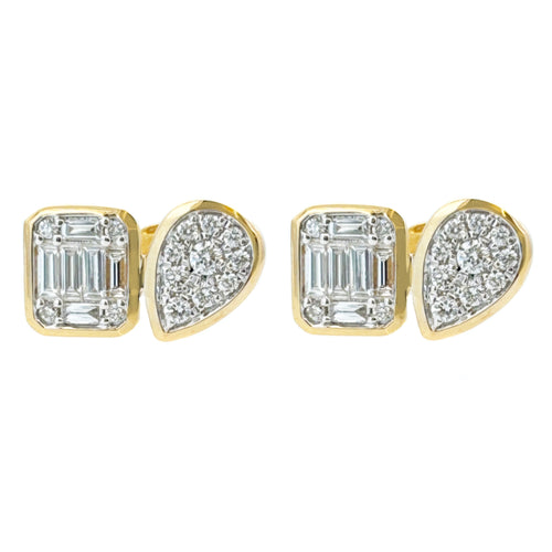 Diamond Toi et Moi Cluster Stud Earrings