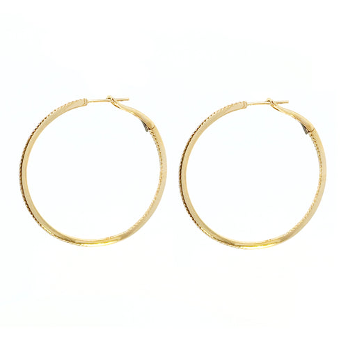 Narrow Diamond Pavé Inside-Out Hoop Earrings Image 2