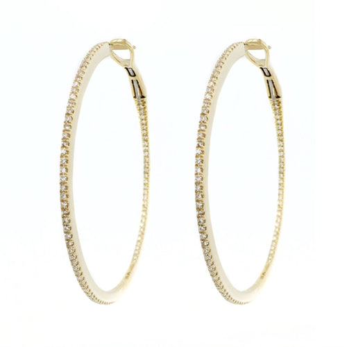 Narrow Diamond Pavé Inside-Out Hoop Earrings