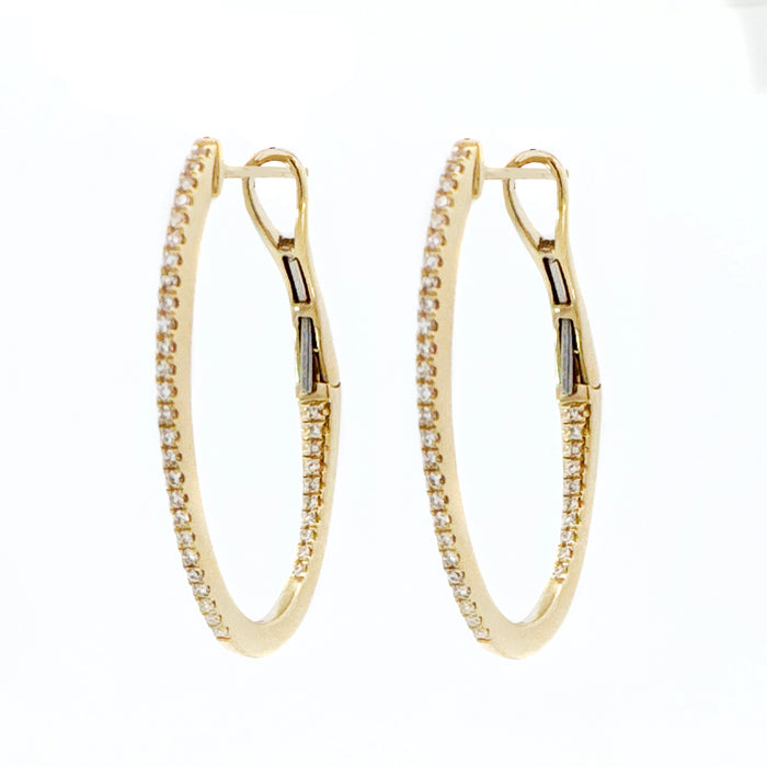 Medium Diamond Oval Inside-Out Hoop Earrings