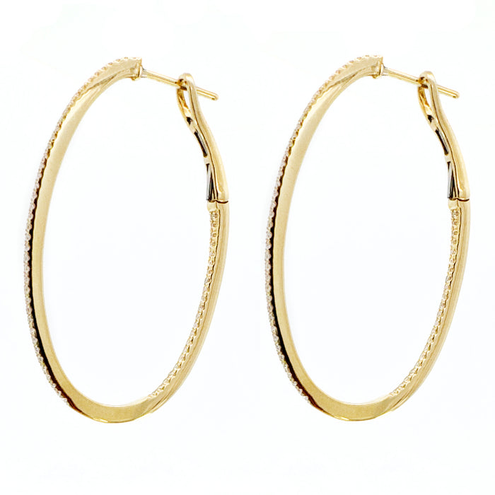 Large Diamond Oval Inside-Out Hoop Earrings