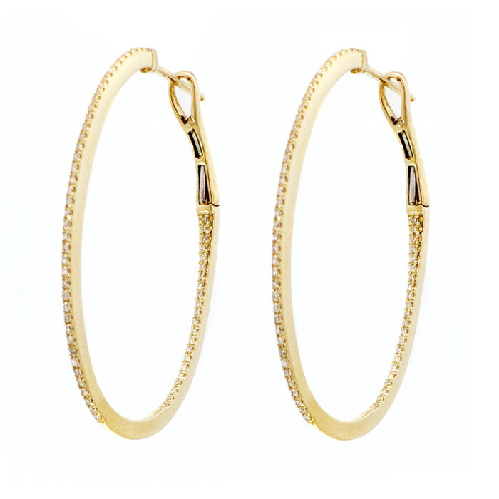 Large Diamond Oval Inside-Out Hoop Earrings