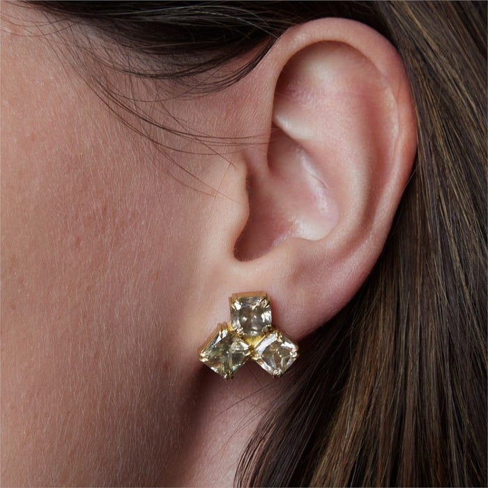 Champagne Diamond Honeycomb Stud Earrings