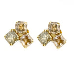 Champagne Diamond Honeycomb Stud Earrings