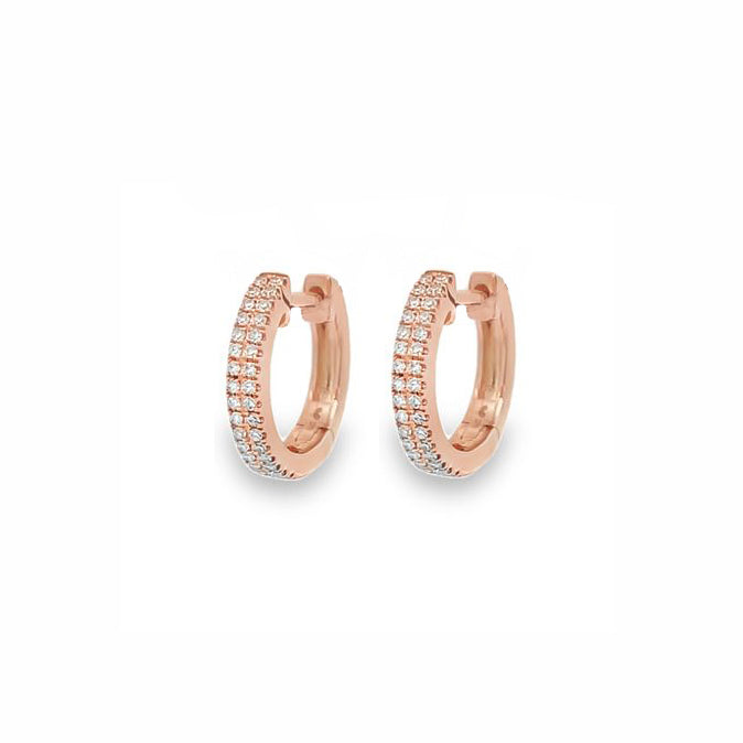 Pavé Diamond 2-Row Huggie Earrings