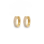 Pavé Diamond 3-Row Huggie Earrings