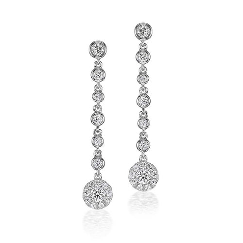 Diamond Halo Drop Earrings