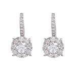 Diamond Cluster Drop Earrings