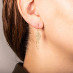 Silver Diamond Small Textile Drop Earrings