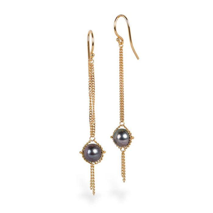 Grey Akoya Pearl Dewdrop Earrings