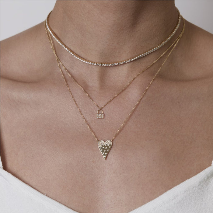 Scattered Diamond Heart Pendant Necklace