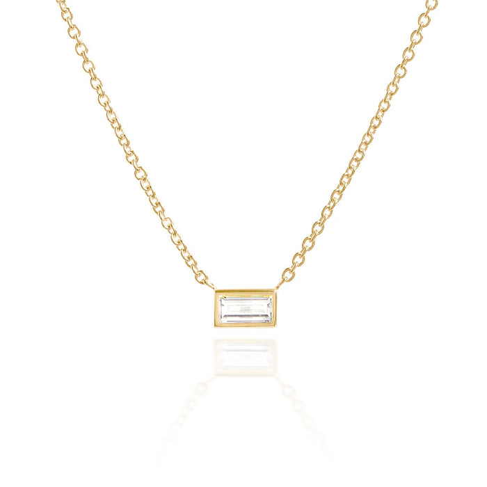 Diamond Baguette Bezel Pendant Necklace