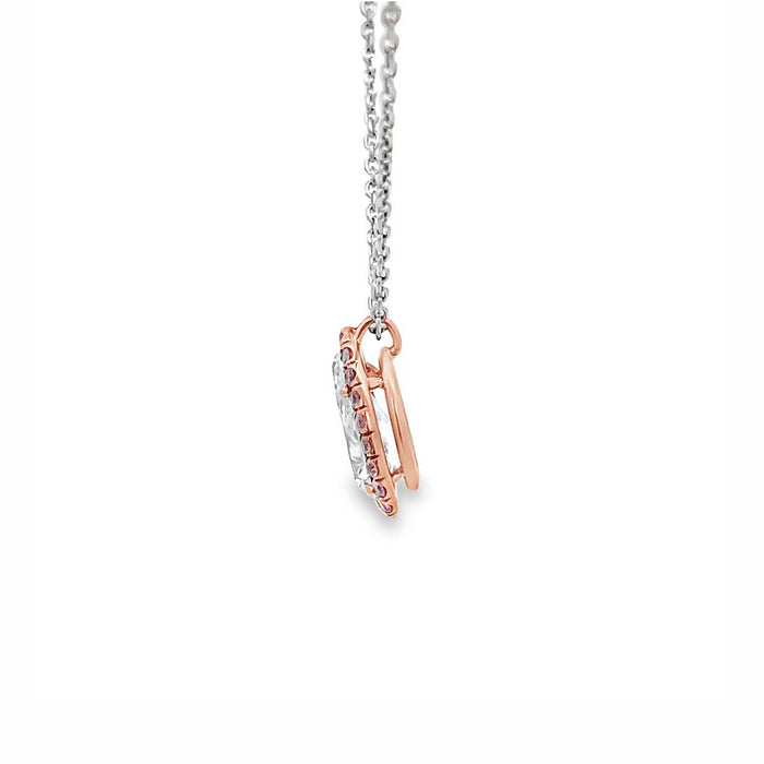 Fancy Pink & Pear Diamond Halo Pendant Necklace