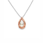 Fancy Pink & Pear Diamond Halo Pendant Necklace