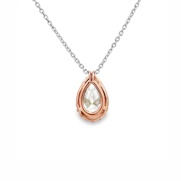 Fancy Pink & Pear Diamond Halo Pendant Necklace