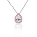 Fancy Pink & Pear Diamond Halo Pendant Necklace