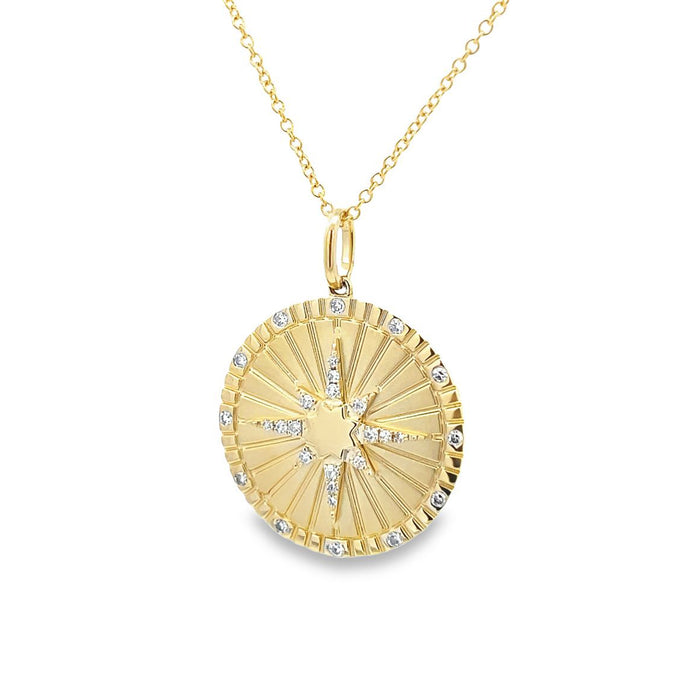 Diamond North Star Compass Pendant Necklace