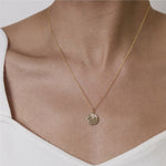 Scattered Diamond Disc Pendant Necklace