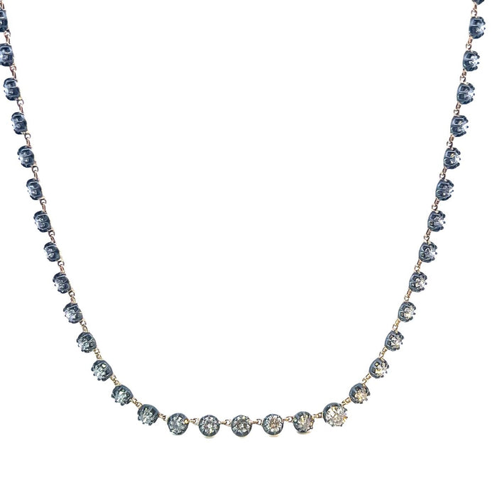 Grey & Old Euro Cut Diamond Riviera Necklace