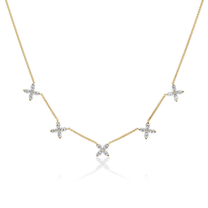 18k Diamond Flower Station Necklace