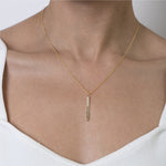 Scattered Diamond Narrow Bar Necklace